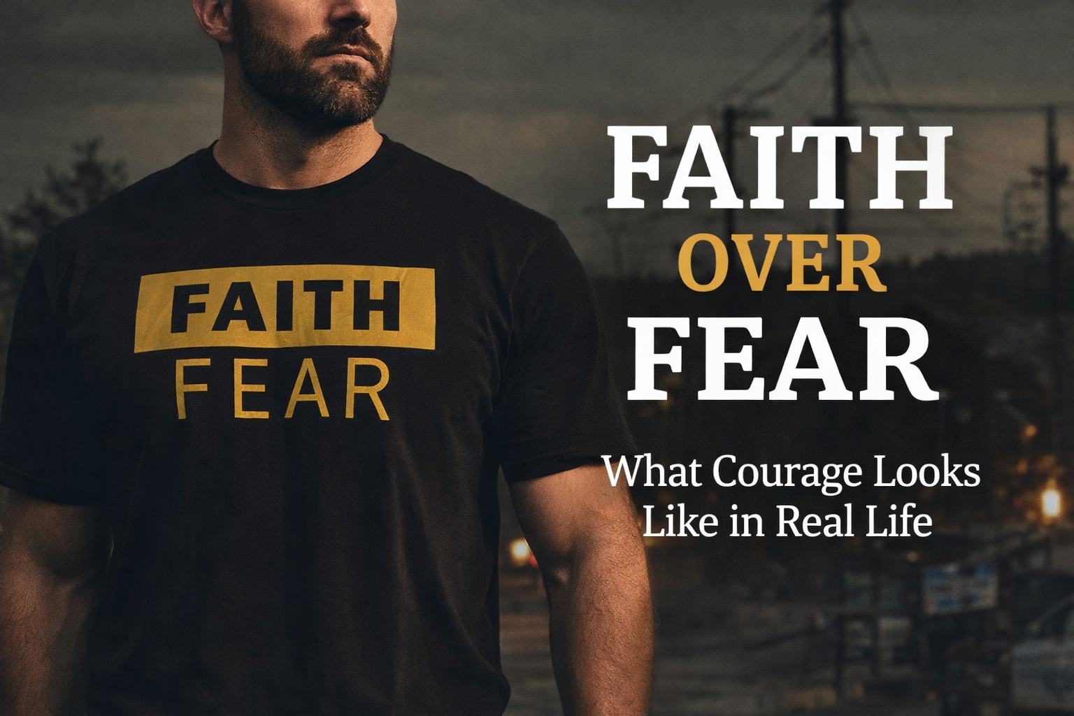 Faith Over Fear Christian t-shirt from Good Guy Gear symbolizing courage, bold faith, and trusting God in everyday life.