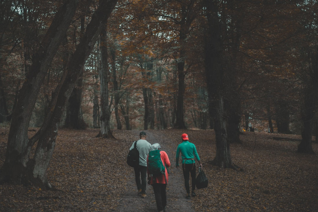 Men hiking outdoors together